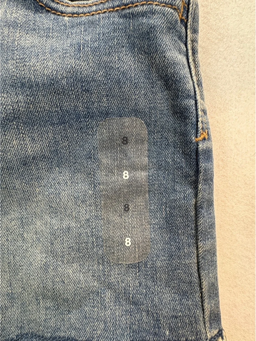 Gap Girls Size 8 Stretch Midi Denim Shorts Frayed Hem Blue Jean Shorts